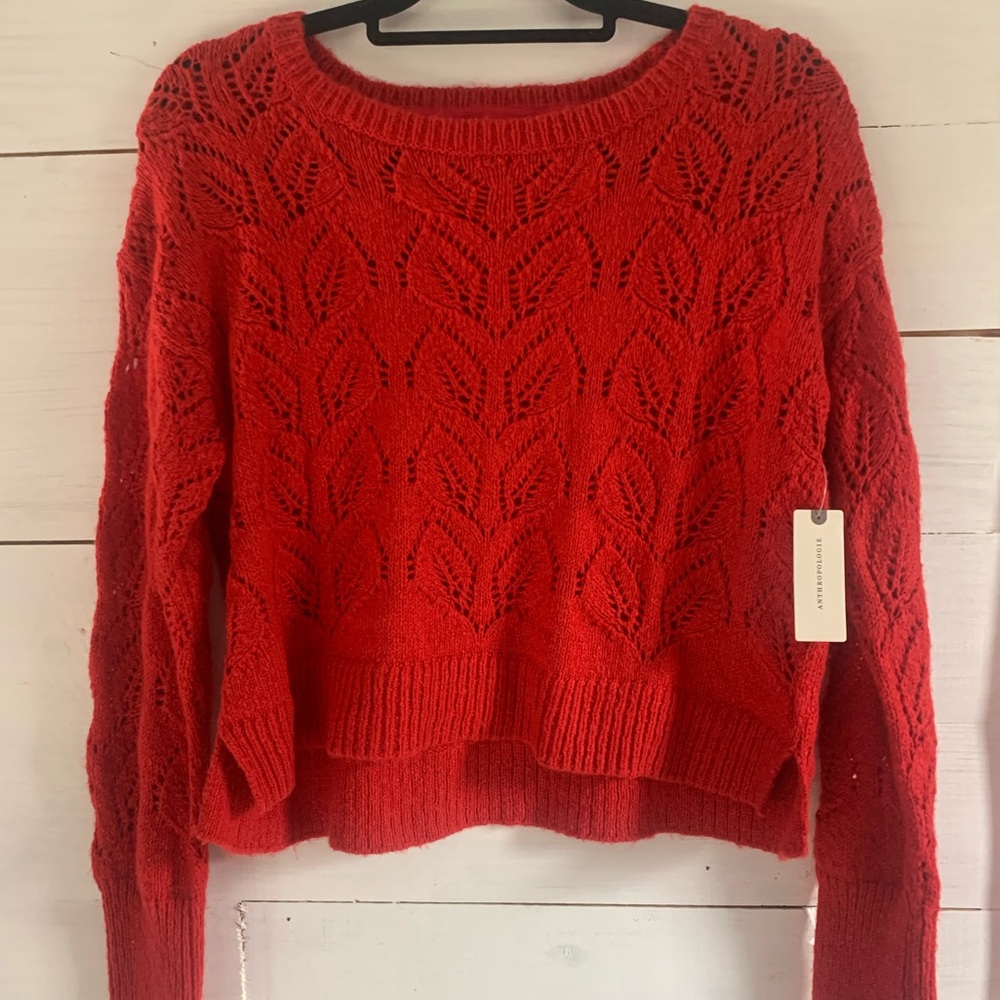Anthropologie Red Sweater